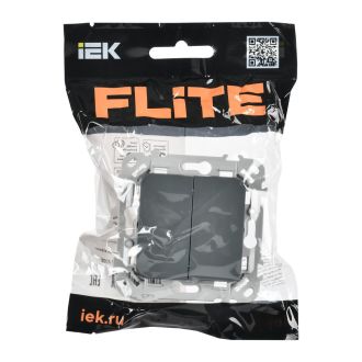 FLITE Выключатель 2-клавишный 10А мокрый асфальт