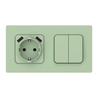 FLITE Выключатель 2-клавишный 10А фисташковый