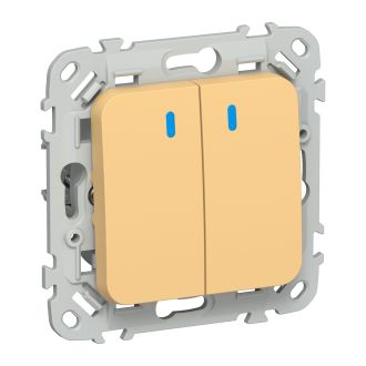 FLITE Выключатель 2-клавишный с индикацией 10А золотарник