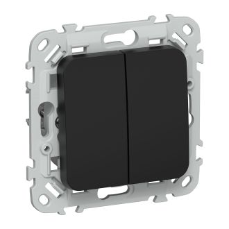 FLITE Выключатель 2-клавишный проходной 10А черный