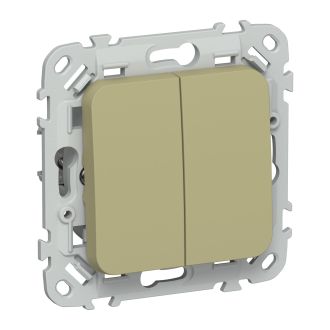 FLITE Выключатель 2-клавишный проходной 10А оливковый