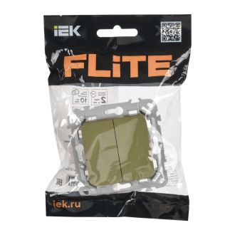 FLITE Выключатель 2-клавишный проходной 10А оливковый