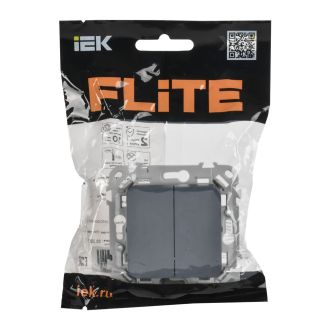 FLITE Выключатель 2-клавишный проходной 10А маренго