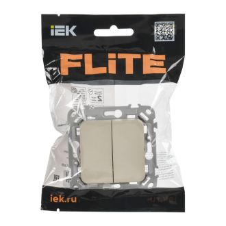 FLITE Выключатель 2-клавишный проходной 10А сливочный