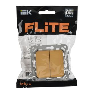 FLITE Выключатель 2-клавишный проходной 10А шамуа