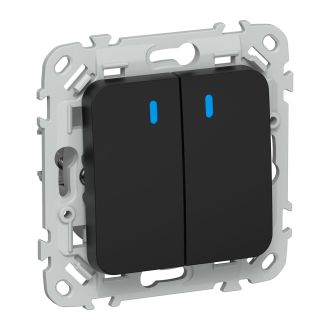 FLITE Выключатель 2-клавишный проходной с индикацией 10А черный