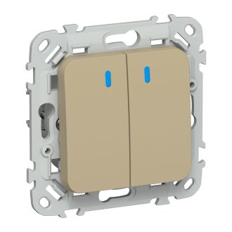 FLITE Выключатель 2-клавишный проходной с индикацией 10А хаки