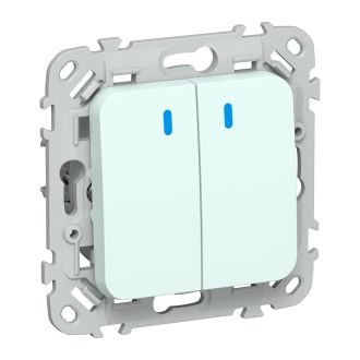 FLITE Выключатель 2-клавишный проходной с индикацией 10А холодный лед