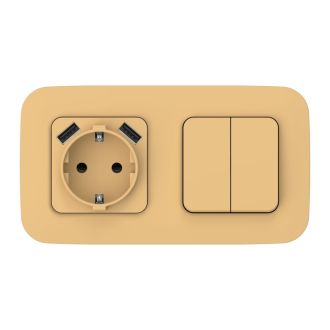 FLITE Выключатель 2-клавишный кнопочный 10А золотарник