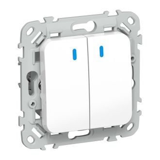 FLITE Выключатель 2-клавишный кнопочный с индикацией 10А белый