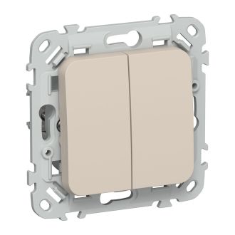 FLITE Выключатель 2-клавишный кнопочный проходной 10А льняной