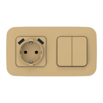 FLITE Выключатель 2-клавишный кнопочный проходной 10А шамуа