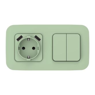 FLITE Выключатель 2-клавишный кнопочный проходной 10А фисташковый