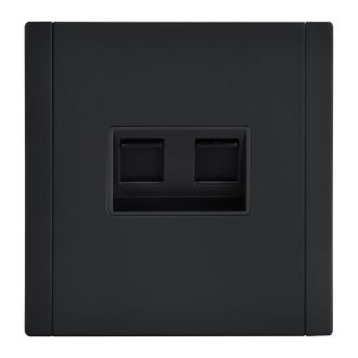 FORTE&PIANO Розетка компьютерная двойная RJ45 кат.6 металл черный