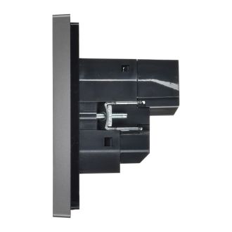 FORTE&PIANO Розетка 1-местная с заземлением с защитными шторками винтовое крепление 16А USB A+C 18Вт сталь