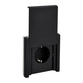 FORTE&PIANO Розетка 1-местная с заземлением с защитными шторками и крышкой безвинтовое крепление 16А IP44 металл черный