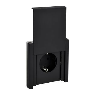 FORTE&PIANO Розетка 1-местная с заземлением с защитными шторками и крышкой винтовое крепление 16А IP44 металл черный