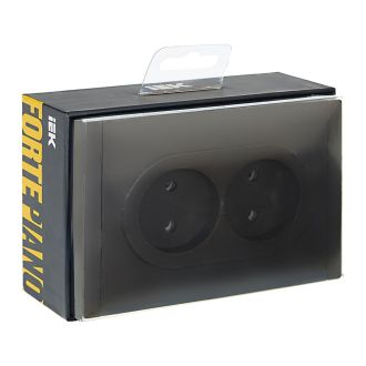 FORTE&PIANO Розетка 2-местная без заземления без защитных шторок безвинтовое крепление 10А серый