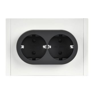 FORTE&PIANO Розетка 2-местная с заземлением без защитных шторок безвинтовое крепление 16А металл белый