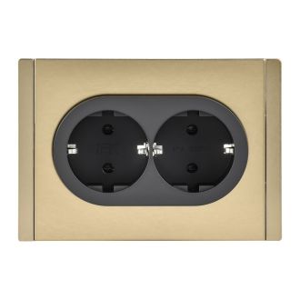 FORTE&PIANO Розетка 2-местная с заземлением без защитных шторок безвинтовое крепление 16А металл шампань