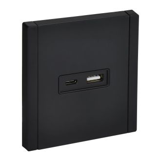 FORTE&PIANO Розетка USB A+C 3,1А металл черный