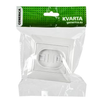 KVARTA Розетка 2-местная компьютерная RJ45 кат.5е белый GENERICA
