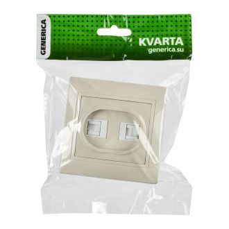 KVARTA Розетка 2-местная компьютерная RJ45 кат.5е кремовый GENERICA