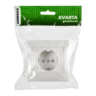 KVARTA Розетка 1-местная с заземлением с защитными шторками 16А белый GENERICA