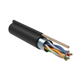 ITK Витая пара F/UTP кат.5E 4х2х24AWG solid LDPE с металлическим тросом 1,2мм черный (305м)