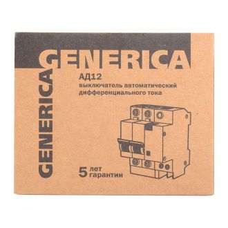 Дифференциальный автоматический выключатель АД12 2Р 50А 300мА GENERICA