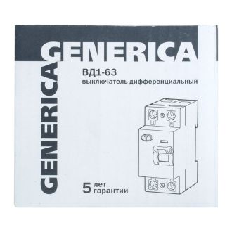 Выключатель дифференциальный (УЗО) ВД1-63 2Р 25А 30мА GENERICA