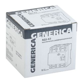 Выключатель дифференциальный (УЗО) ВД1-63 4Р 32А 30мА GENERICA