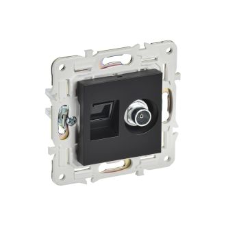 SKANDY Розетка двойная TV+RJ45 кат.5E черный