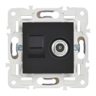 SKANDY Розетка двойная TV+RJ45 кат.5E черный