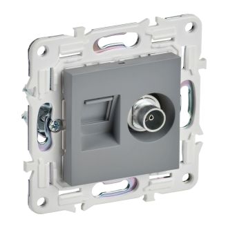 SKANDY Розетка двойная TV+RJ45 кат.5E серый