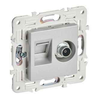 SKANDY Розетка двойная TV+RJ45 кат.5E серебряный