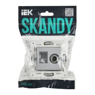 SKANDY Розетка двойная TV+RJ45 кат.5E серебряный