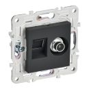 SKANDY Розетка двойная TV+RJ45 кат.5E графит