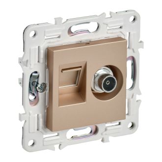 SKANDY Розетка двойная TV+RJ45 кат.5E песочный