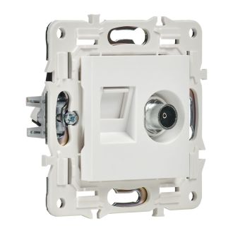 SKANDY Розетка двойная TV+RJ45 кат.6 арктический белый