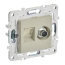 SKANDY Розетка двойная TV+RJ45 кат.6 бежевый SKANDY Розетка двойная TV+RJ45 кат.6 бежевый