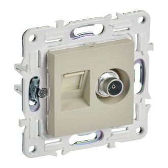 SKANDY Розетка двойная TV+RJ45 кат.6 бежевый