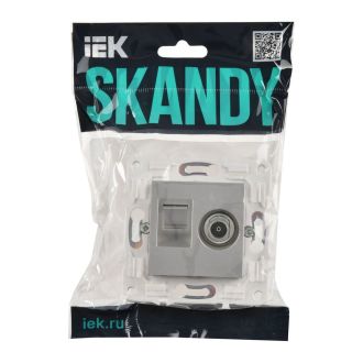 SKANDY Розетка двойная TV+RJ45 кат.6 серебряный