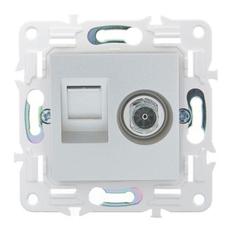 SKANDY Розетка двойная TV+RJ45 кат.6 серебряный