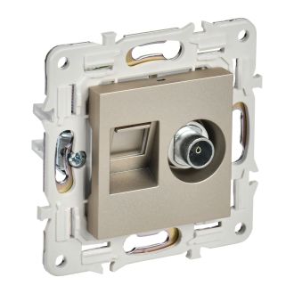 SKANDY Розетка двойная TV+RJ45 кат.6 шампань