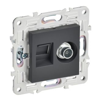 SKANDY Розетка двойная TV+RJ45 кат.6 титан