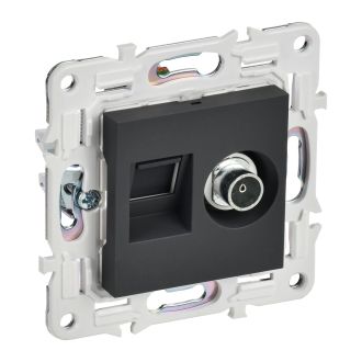 SKANDY Розетка двойная TV+RJ45 кат.6 графит