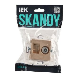 SKANDY Розетка двойная TV+RJ45 кат.6 песочный
