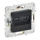 SKANDY Розетка компьютерная двойная RJ45 кат.5E черный