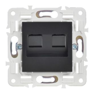 SKANDY Розетка компьютерная двойная RJ45 кат.5E черный